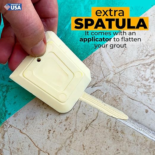 PentaUSA Tile Grout - Large Grout Filler Repairs Renews Tube, Fast Drying Grout Repair Kit, Odorless Formula - Grout Floater Included - 13.4oz / 380gr (Cream)