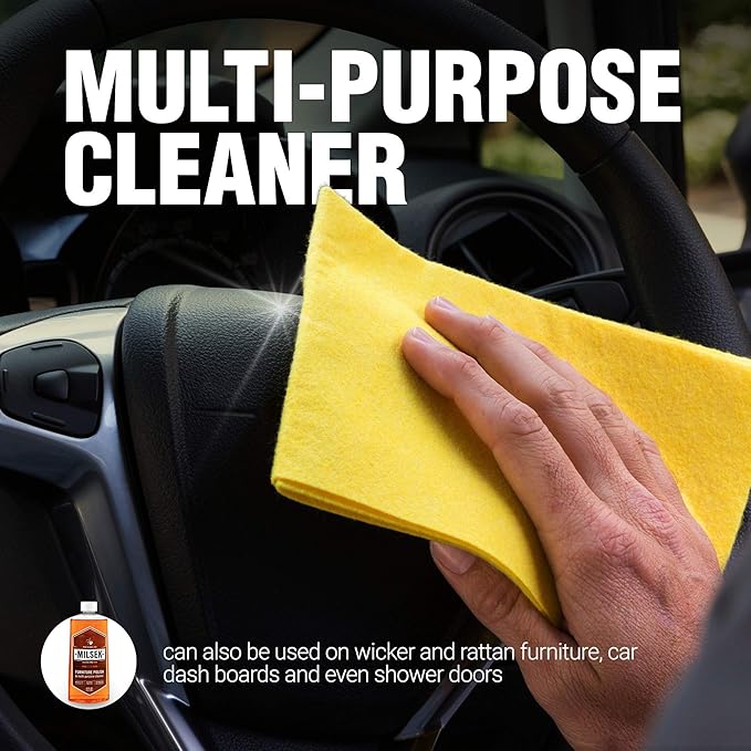Milsek Furniture Polish and Wood Cleaner with Orange Oil - Multipurpose Cleaning Supplies for Home and Household from Hardwood Floors to Kitchen Cabinets- 12 Fl Oz (Pack of 6)