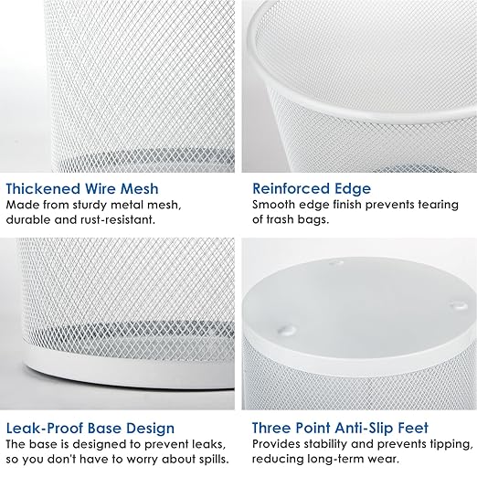 Office Mesh Trash Cans (10-Pack 4 Gal),Open Metal Wire Wastebaskets, Mesh Office Garbage Can,Waste Basket Trash Can for Near Desk,Wire Garbage Container Bin for Home,School
