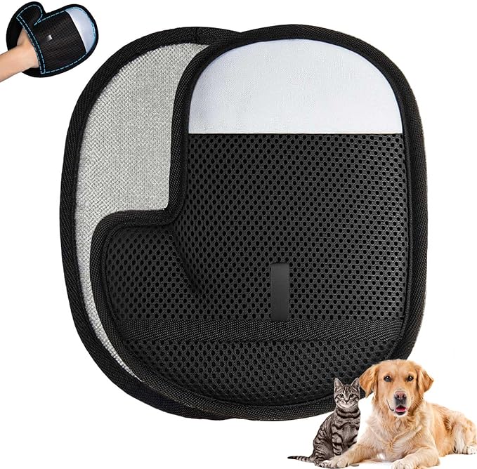 Pet Hair Removal Glove for Dogs & Cats, Reusable Electrostatic Magic Brush Pet Hair Remover Glove, Pet Hair Lint Mitt for Clothing, Couch, Carpet, Car Seat, Cat Tree, Fur Deshedding (Grey, 1 PCS)