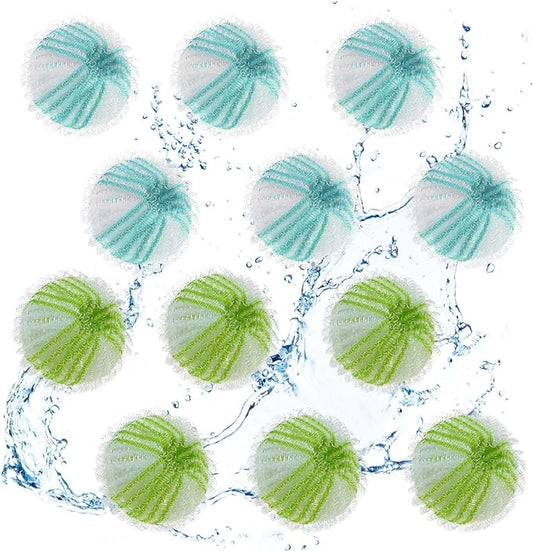 Pet Hair Remover for Laundry, 12 PCS Reusable Pet Hair Remover Balls, Washing Machine Hair Catcher for Dog and Cat Hair Removal, Gentle Lint Collector for Laundry Care, Blue & Green