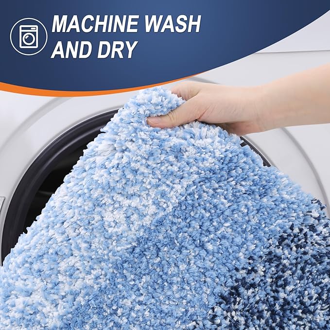 OLANLY Bathroom Runner Rugs 70x24, Extra Soft Absorbent Microfiber Bath Rugs, Rubber Backing, Quick Dry, Machine Washable Bath Mats for Bathroom Floor, Tub and Shower, Home Decor Accessories, Navy