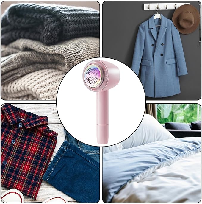 Fabric Lint Shaver, Clothes Fuzz Shaver, USB Powered Shaver and Lint Brush 2 in 1, Laundry Supplies to Remove Fuzz, Lint Balls, Pills On Clothes, Sweater, Seat Mat, Sofa, Furniture, Bedding (Pink)