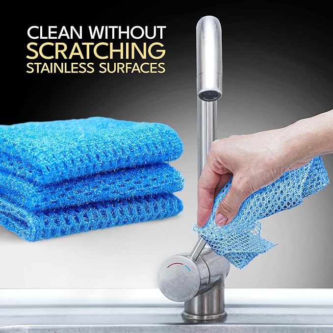 Non Scratch Dish Scrubbers for Cleaning Dishes (3PK) - Reusable Kitchen Sponge - Replace Dish Sponges for Washing Dishes - Best Household Scrubbing Pad & Alternative Dishwashing Scrub Pads Supplies