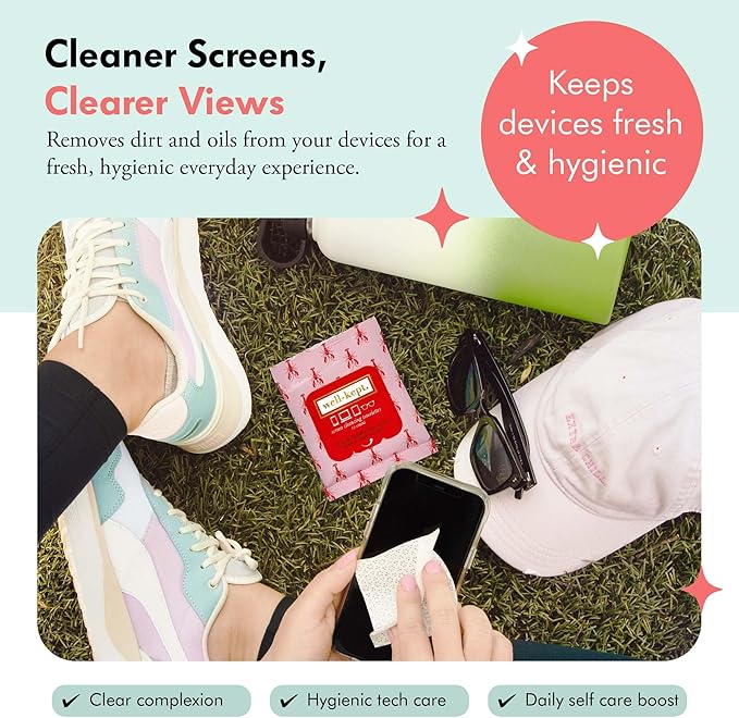 Well-Kept Tech & Lens Wipes - Eyeglass, Screen & Phone Cleaning, Multi-Surface, Lint-Free, Pre Moistened, Streak-Free & Non Scratching - Lobsterfest, 6 Pack (90 Count)