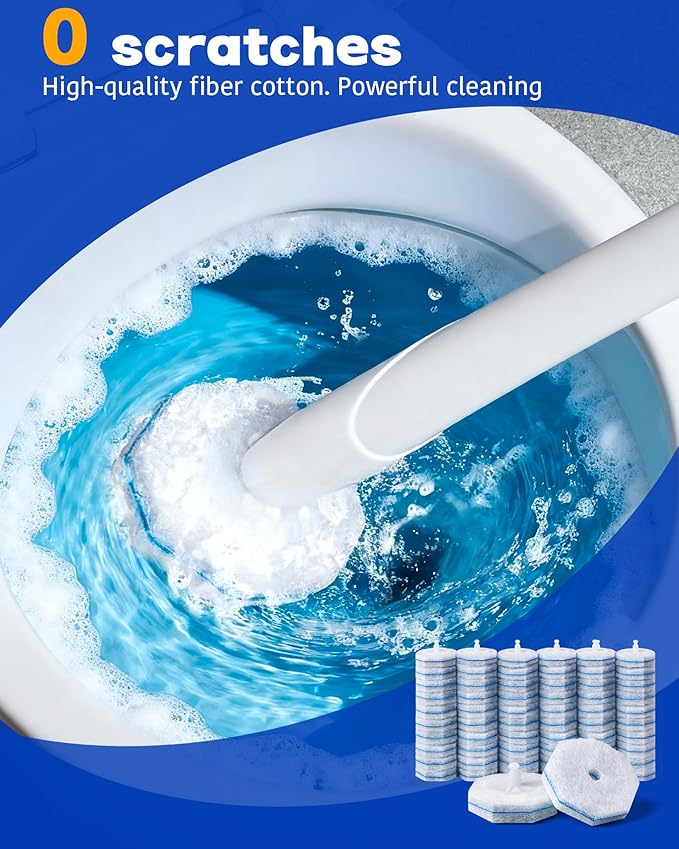 60 Pack Toilet Wand Refills Compatible with Clorox Toilet Brushes, Instant Foam Cleaning, Secure Lock No Slipping, Odor Neutralizing, Easy Snap-On Design