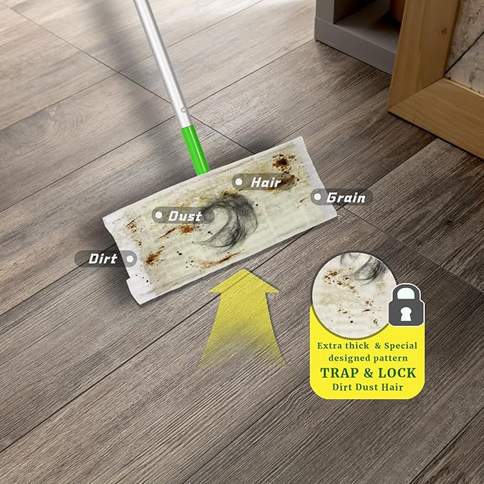 UKEENOR Dry Mop Refills 100 Counts Disposable Dusting Cloths Dry Sweeping Refills Dry Duster Cloths Mop Pads Floor Cloth Refills Electrostatic Cloths 7.8"x11.8" Extra Thick Box Packing