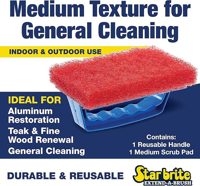 STAR BRITE Scrub Pad with Detachable Handle - Fine, Medium & Coarse; Choose from 3 Different Textures