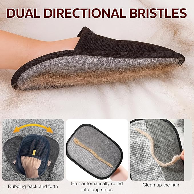 WANGIRO Pet Hair Remover Glove (2-Pack)-Reusable Dog & Cat Fur Remover Mitt for Furniture, Couch, Clothes, Bedding & Car Interior-High-Efficiency Lint Brush with Breathable Mesh, 7" x 9.5"