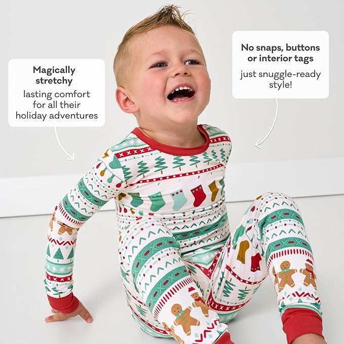 Little Sleepies Two-Piece Pajama Set for Boys & Girls, Soft Viscose from Bamboo Toddler Pajamas for Kids, Family Matching PJs