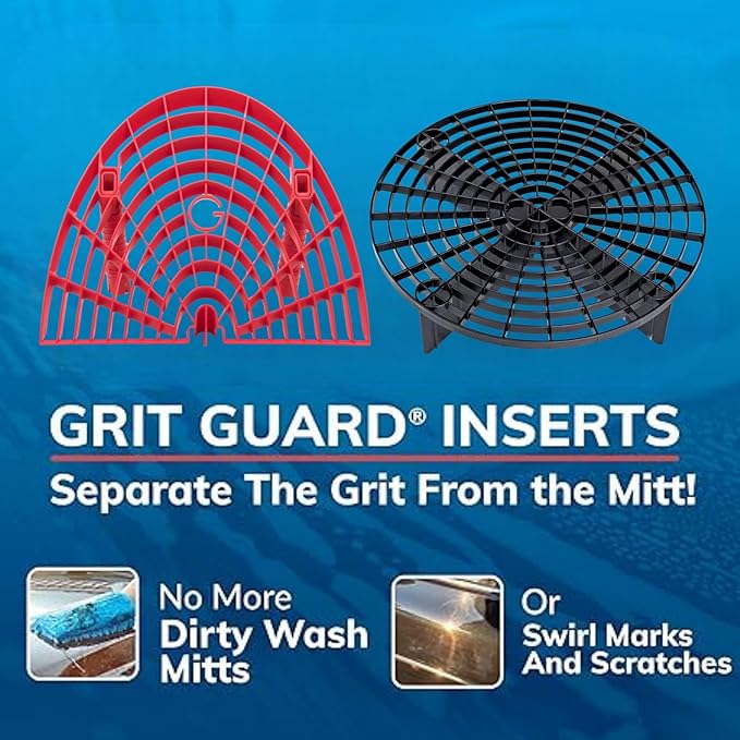 Grit Guard The Original Bucket Insert with Washboard Combo | Removes Dirt from Wash Mitt for Detailing | Car Wash Bucket Insert & Washboard | Red/White