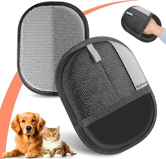 MyPera Pet Hair Remover Gloves for Cats & Dogs, Electrostatic Pet Hair Removal Gloves Brush for Pets Hair, Upgraded Animal Fur Removal Tool, Reusable Cats & Dogs Grooming Gloves for Hair Removal (2)
