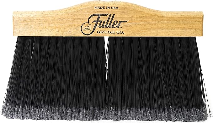 Fuller Brush 12-Inch Maple Wood Upright Broom with 2-Piece Black Steel Threaded Handle – for Sweeping Indoor and Outdoor Areas Including Tile, Concrete, Garage Floors, Basements, and Workshops