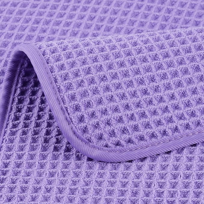 POLYTE Microfiber Lint Free Hand Towel, 16 x 30 in, 4 Pack (Waffle Weave)