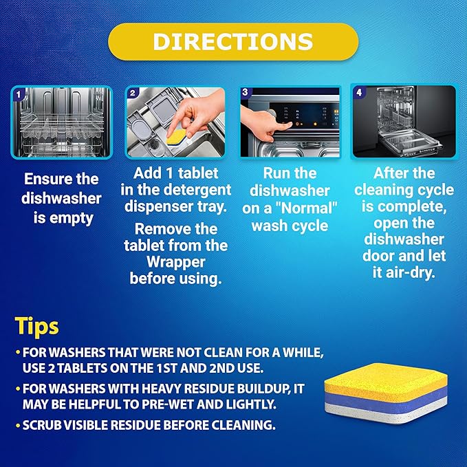 Washing Machine Cleaner Tablets Front Load 28 Pack & Dishwasher Cleaner Deodorizer Descaler Tablets 56 Pack Bundle - 1 Plus Year Supply - Septic Safe Eco Friendly Formula