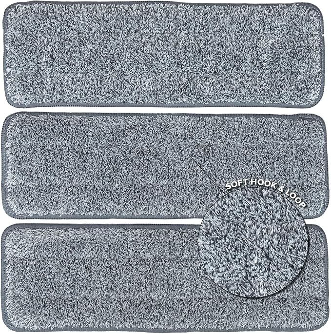Micro Flat Mop 3-Pack Mop Replacement Head Refills - Microfiber Cleaning Pad - Use Wet or Dry - Reusable and Machine Washable Floor Mop Pads (3-Pack)