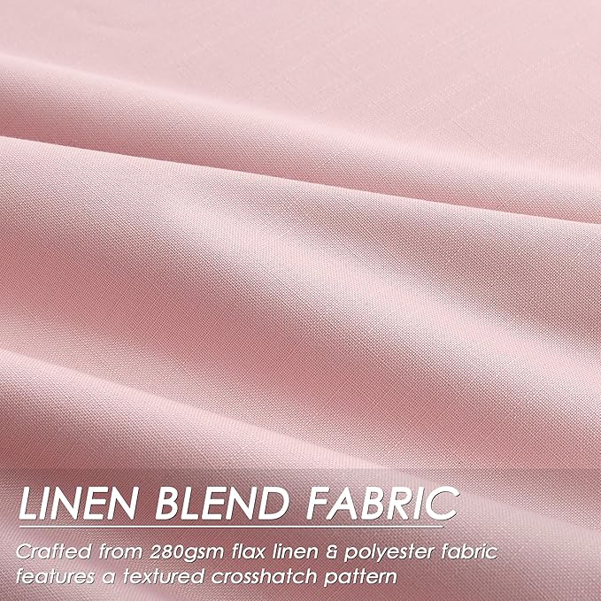 Nanspring Pink Linen Blackout Curtains 84 Inches for Bedroom Modern Farmhouse Living Room Draperies Cream Colored Thermal Insulated Full Shading Curtains for Sliding Door 52x84