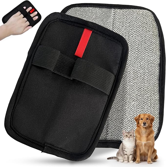 Choodeks Pet Hair Removal Gloves, Black Electrostatic Grooming Tool for Dogs, Cats, Furniture, Car Seats, Clothing, Carpet, Reusable 2-in-1 Design, 2 Pack