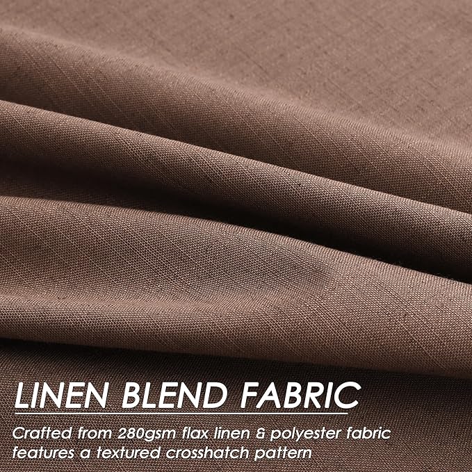 Caramel Brown Linen Blackout Curtains 120 Inch Length 2 Panels Set Burg Extra Long 10 Ft Back Tab Pocket Drapes Cotton Textured Total Sun Blocking Curtains for Living Room Cottage High Window 52x120