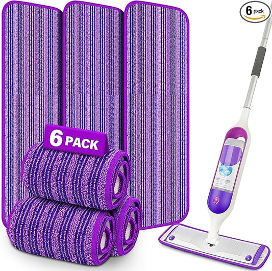 6 Pack Reusable Mop Pads Compatible with Swiffer PowerMop, Microfiber Pads Refills Machine Washable Up to 100 Times Wet Dry Use Suitable for All Floor Types
