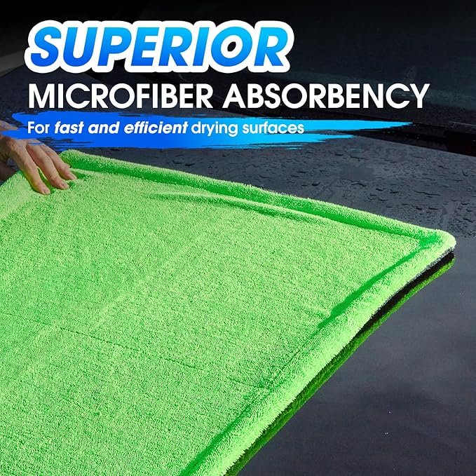 BMLEI 48”x24” Car Drying Towel for Full-Sized SUV, Dual Sided Car Cleaning Cloth with Twisting Yarn Technique, 1300GSM Super Absorbent Scratch-Free, Twisted-Loop Microfiber Towels for Cars, Trucks