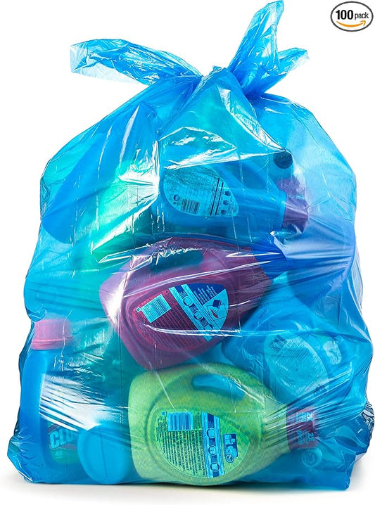 30-33 Gallon Trash Bags Heavy Duty (Value Pack 100 Count w/Ties) Blue Trash Bags 30-33,30, 33 Gallon, 35 Gal Capacity