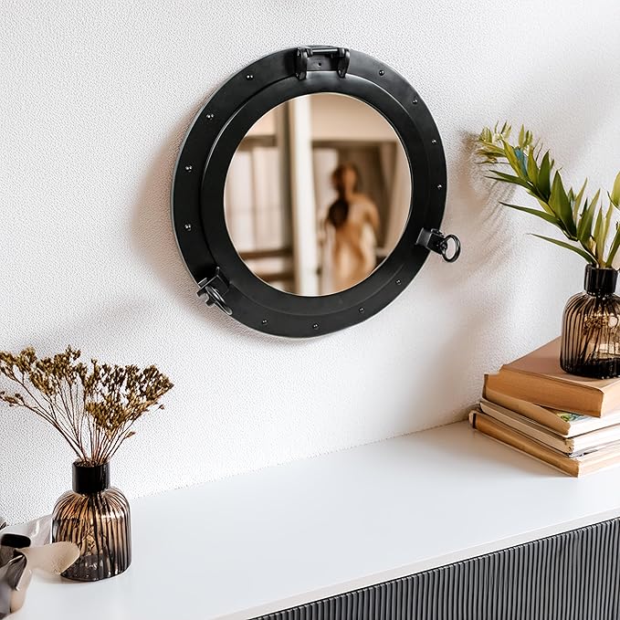 Nagina International Premium Vintage Antique Rustic Polished Aluminium Black Porthole (15 Inches) [B06XQJM626]
