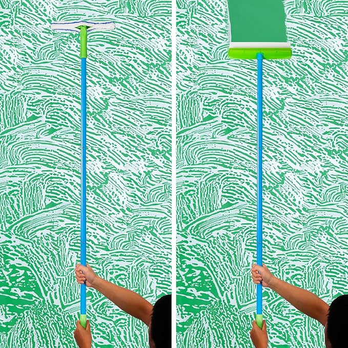 Forgrace Flexible Silicone Squeegee T-Bar Water Blade Microfiber Scrubber with Long Handle for Car or Home Glass Professional Car Windshield Squeegee, Window Cleaning Tool