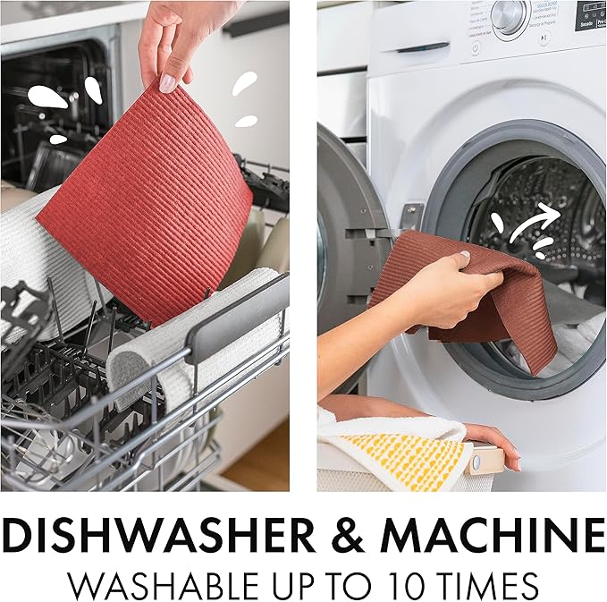 SUPERSCANDI 6 Pack Swedish Dishcloths for Kitchen - 100% Biodegradable & Compostable Reusable Paper Towels Washable, Food-Safe & Without Plastic - Dish Rags Suitable for Any Surface, Brown