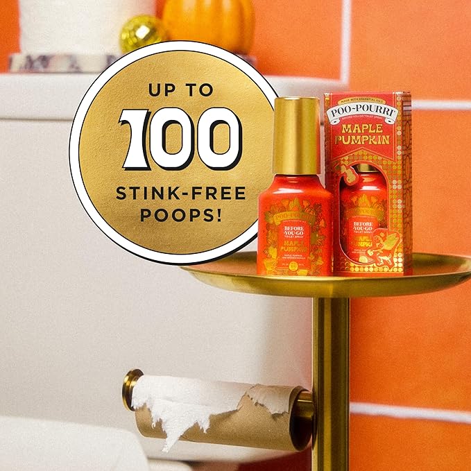Poo~Pourri Maple Pumpkin 2oz Before-You-Go Toilet Spray - Instantly Trap Bathroom Odor - Plant Based Ingredients & Essential Oils - No synthetic fragrance - Maple, Pumpkin, and Smoked Vanilla Scent