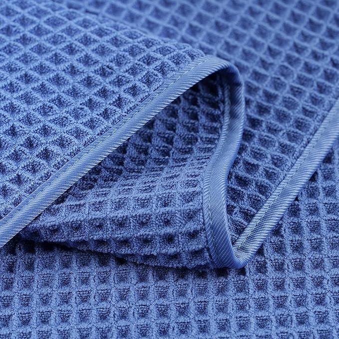 POLYTE Microfiber Lint Free Hand Towel, 16 x 30 in, 4 Pack (Waffle Weave)