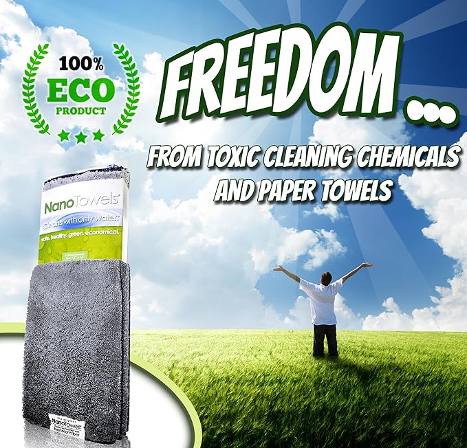 Life Miracle Nano Towels - The Amazing Eco Cloth That Cleans Virtually Any Surface with Only Water. No More Paper Towels Or Toxic Chemicals. 4-Pack (14x14, Grey)