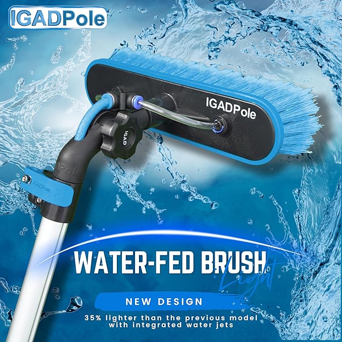 IGADPole 24 FT Washing Kit: Water-fed Brush with Soap Dispenser, Cobweb Dusters, with 6-Stage Telescoping Pole 5-24ft Pole/Window and Dusting Cleaning Kit