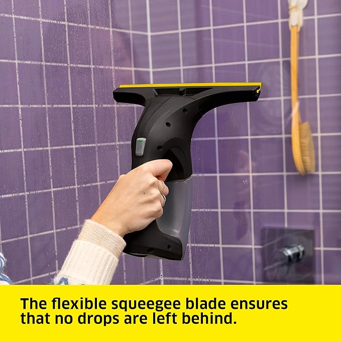 Kärcher WV 1 Electric Window Vacuum Squeegee 10" - Perfect for Showers, Mirrors, Glass, and Countertops - Electric Squeegee, Black
