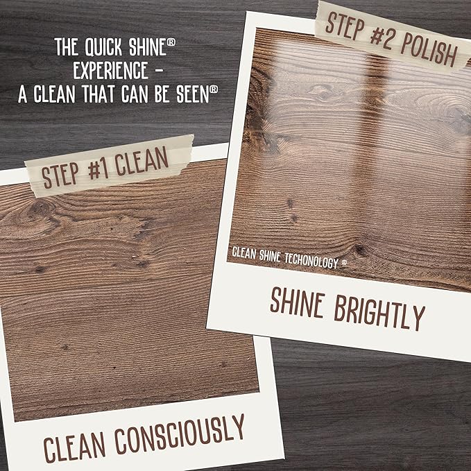 Quick Shine Multi-Surface Floor Finish-Polish 64oz-2pk | Safer Choice, No PFAS, pH Neutral Clean Shine Technology | Squirt & Spread | For Wood, Laminate, LVP, LVT, Tile & Stone | Made in USA