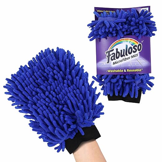 Fabuloso Microfiber Cleaning Mitt, Blue, One Size Fits All - Lint-Free, Scratch-Free Glove for Surfaces and Furniture - Dustless Hand Cloth for Bold & Bright Experience, 3 Count