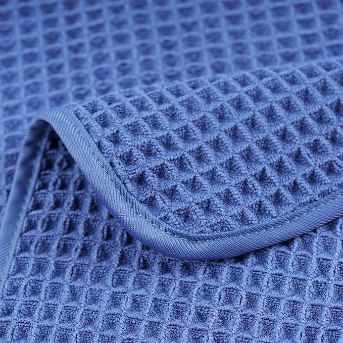 POLYTE Microfiber Lint Free Hand Towel, 16 x 30 in, 4 Pack (Waffle Weave)