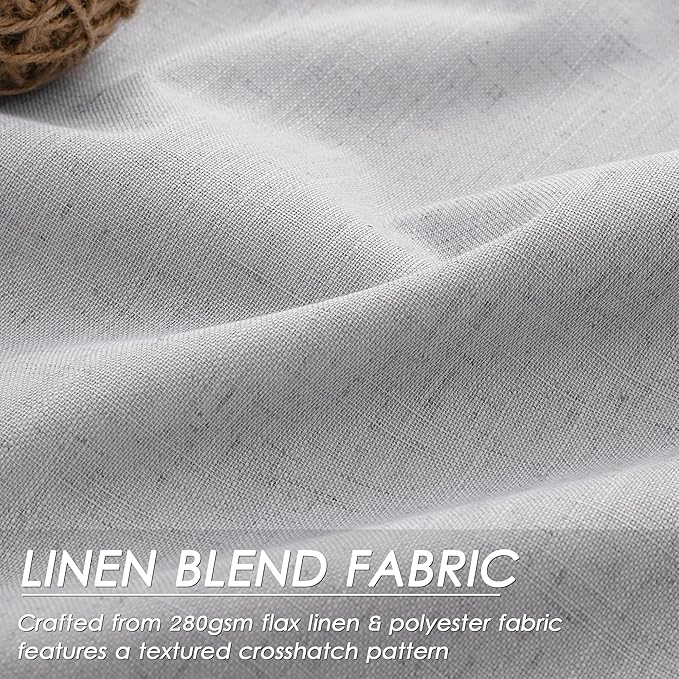 Nanspring Grey100% Blackout Curtains 63 inches Long Back Tab Rod Pocket Linen Curtain Thermal Insulated Textured Short Blackout Curtains 2 Panels Set 52x63