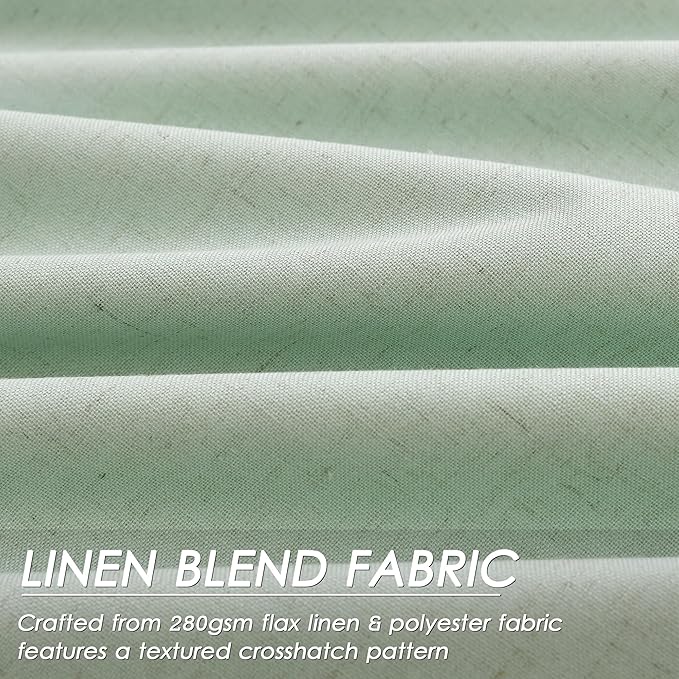 Aqua Green Linen Curtains 102 Inches Long Back Tab Rod Pocket Flax Linen Drapes Sound Absorbing Blackout 2 Panels Set Thermal Insulated for Dining Room Modern Urban Curtains Drapes 52x102