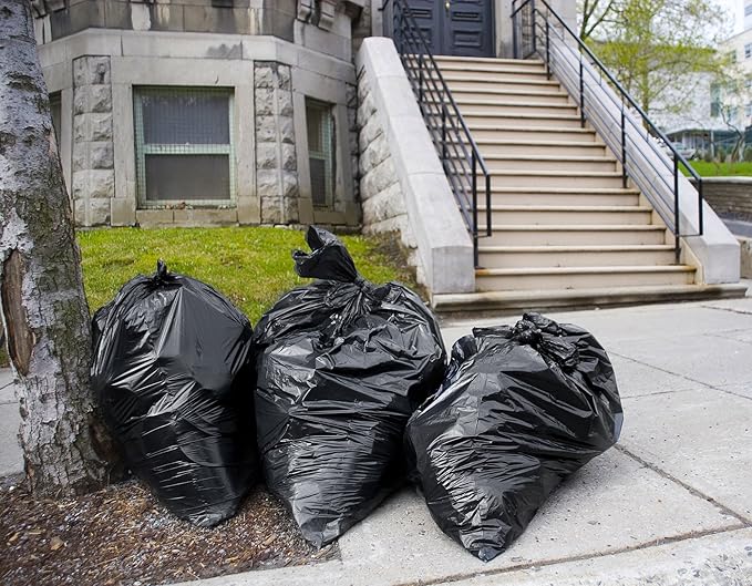 Tasker 95-96 Gallon Trash Bags Heavy Duty (Mega-Value 50/Bags w/Ties) 95-100 Gallon Trash Bags│Black Heavy Duty Trash Bag │Extra Large Garbage Bags