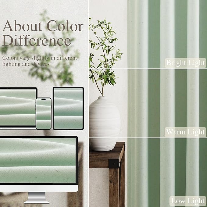 Aqua Green Linen Blackout Curtains 120 Inches Long Back Tab Rod Pocket Thermal Insulated Noise Reducing High Ceiling to Floor 10FT 2 Panels Set for Living Room Elegant Modern Curtains Drapes 52x120