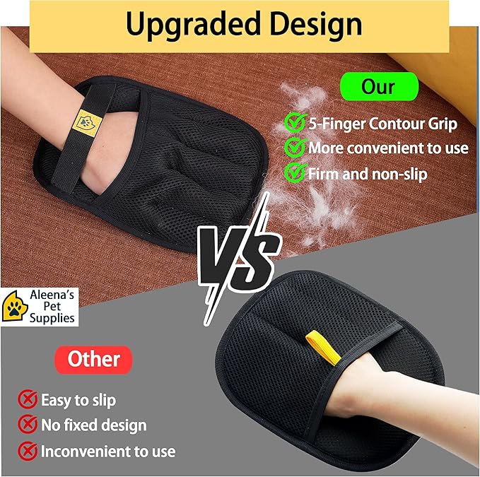 Cat Hair Remover Glove – Reusable Washable Electrostatic Pet Hair Removal Glove for Clothes, Couch & Car – 5-Finger Cleaning Glove for Cats & Dogs – 1Pcs (Black)