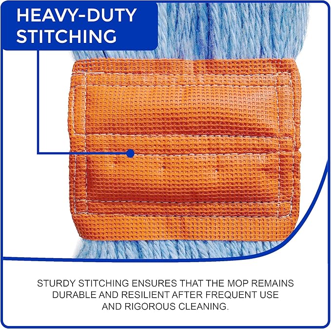 Nine Forty 6-Pack Industrial and Commercial-Grade Looped End Wet Mop Head Refill - Heavy Duty 20 Inch 4-Ply Premium Synthetic Yarn - for Optimal Absorption and Durability - Blue (6 Pack, Large)