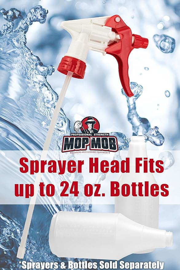 Leak-Free No-Clog Chemical Resistant Spray Head 5 Pk. Bottles NOT Included. Pro-Grade Trigger and Nozzle for Auto/Car Detailing, Window Cleaning and Janitorial Supply. Sprayer Fits 24oz Bottle