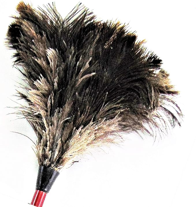 18" Feather Duster Wooden Handle | Natural for Cleaning and Moping 18-20" Inch Genuine Ostrich Feathers, Easy to Clean Reuse