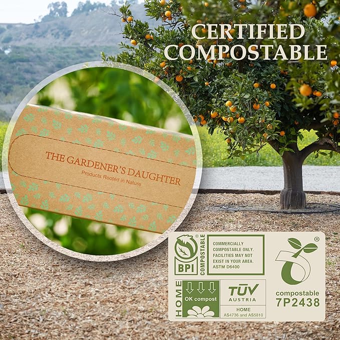 The Gardener's Daughter Compostable Trash Bags - 13 Gallon, 30 Count, Extra Strength, White, Drawstring Kitchen Waste Bag, BPI and TUV Certified, OK Home Compostable - (Winter’s Grace)