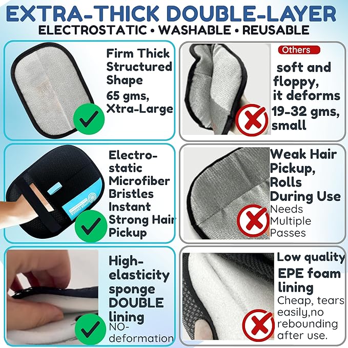 UTTER CHOICE The Magic Brush Pet Hair Removal Glove for Dogs & Cats – Upgraded 2025 Reusable Pet Hair Remover Electrostatic Grooming Mitt | Magic Pet Hair Remover Glove for Clothing, Couch