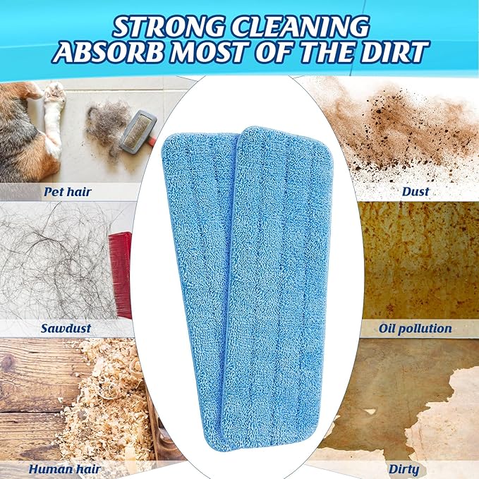 Gandeer 80 Pack Microfiber Mop Pads Machine Washable Cleaning Flat Mop Head Replacement Reusable Household Pads for Hardwood and Hard Surface Floor Cleaning and Scrubbing
