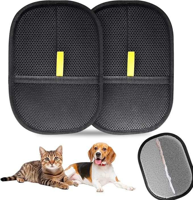 Blrmba Pet Hair Remover Gloves: Static Design, 9.4"×7.1" Reusable Lint Remover for Furniture, Clothing, Car Seats – Grooming Tool for Cats & Dogs, 2PCS