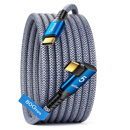 240W for Thunderbolt 5 Cable Right Angle 3.3 ft, 120Gbps Bandwidth, 80Gbps, Dual 8K, 4K 540Hz, Triple 4K 144Hz for iPhone 17, Thunderbolt 4, USB4, SSD, MacBook M4 Pro, Dock, eGPU, Mac mini M4 / M4 Pro